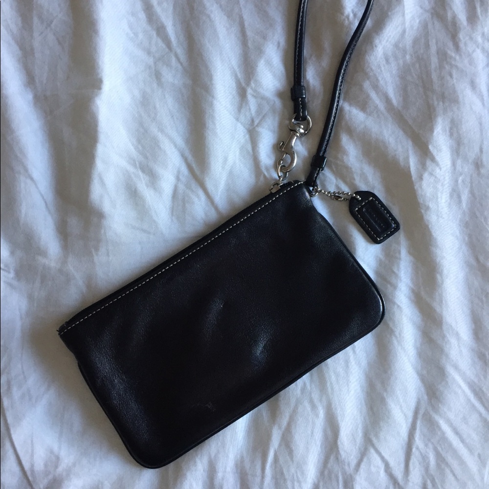 Black Leather Coach Wristlet